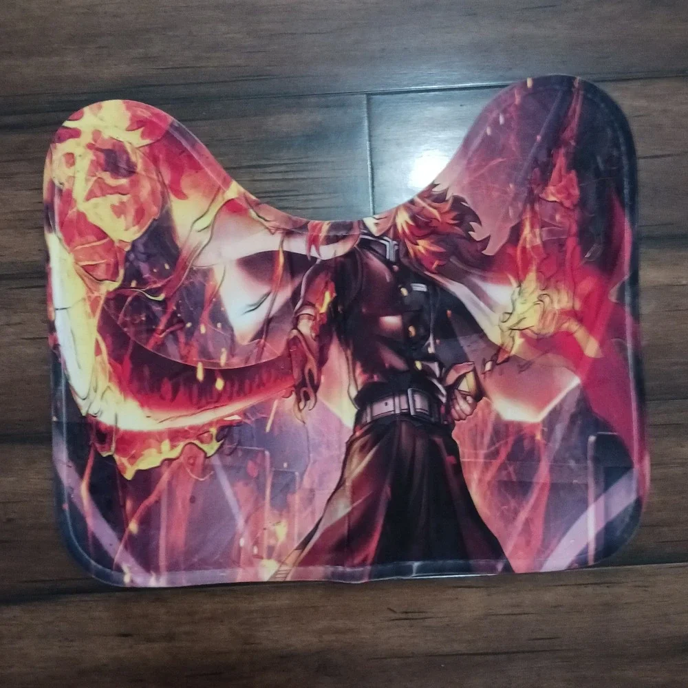 Demon Slayer Rengoku Shower Curtain Bathroom Set 16pc Flame Hashira Anime Decor
